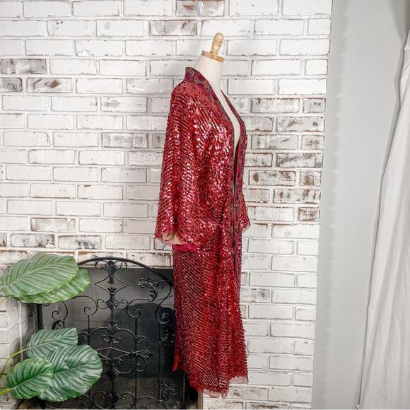 Free People Light Is Coming Visit Kimono Sequin Embellished Duster Jacket M - Picture 7 of 16